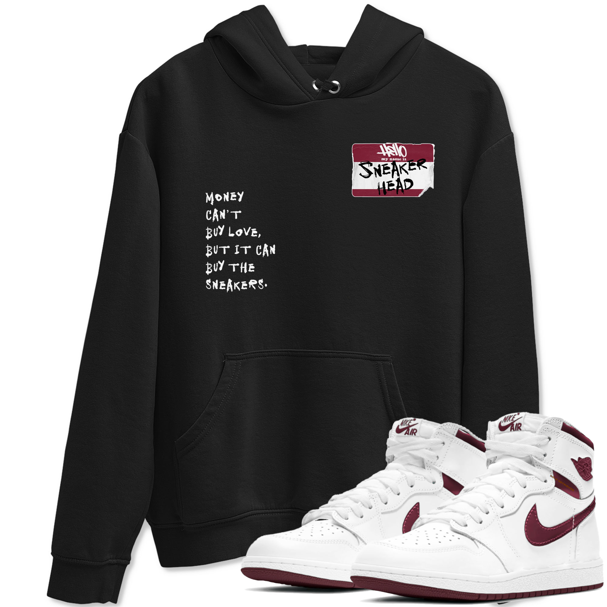 1s Metallic Burgundy shirt to match jordans Sneakerhead Badge sneaker tees Air Jordan 1 Metallic Burgundy SNRT Sneaker Release Tees unisex cotton Black 1 crew neck shirt