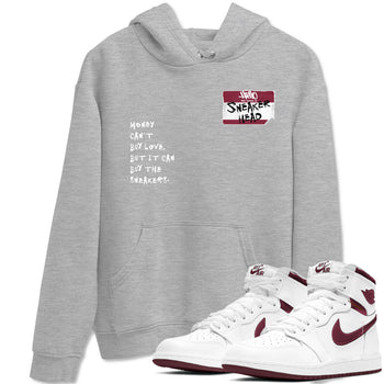 1s Metallic Burgundy shirt to match jordans Sneakerhead Badge sneaker tees Air Jordan 1 Metallic Burgundy SNRT Sneaker Release Tees unisex cotton Heather Grey 1 crew neck shirt