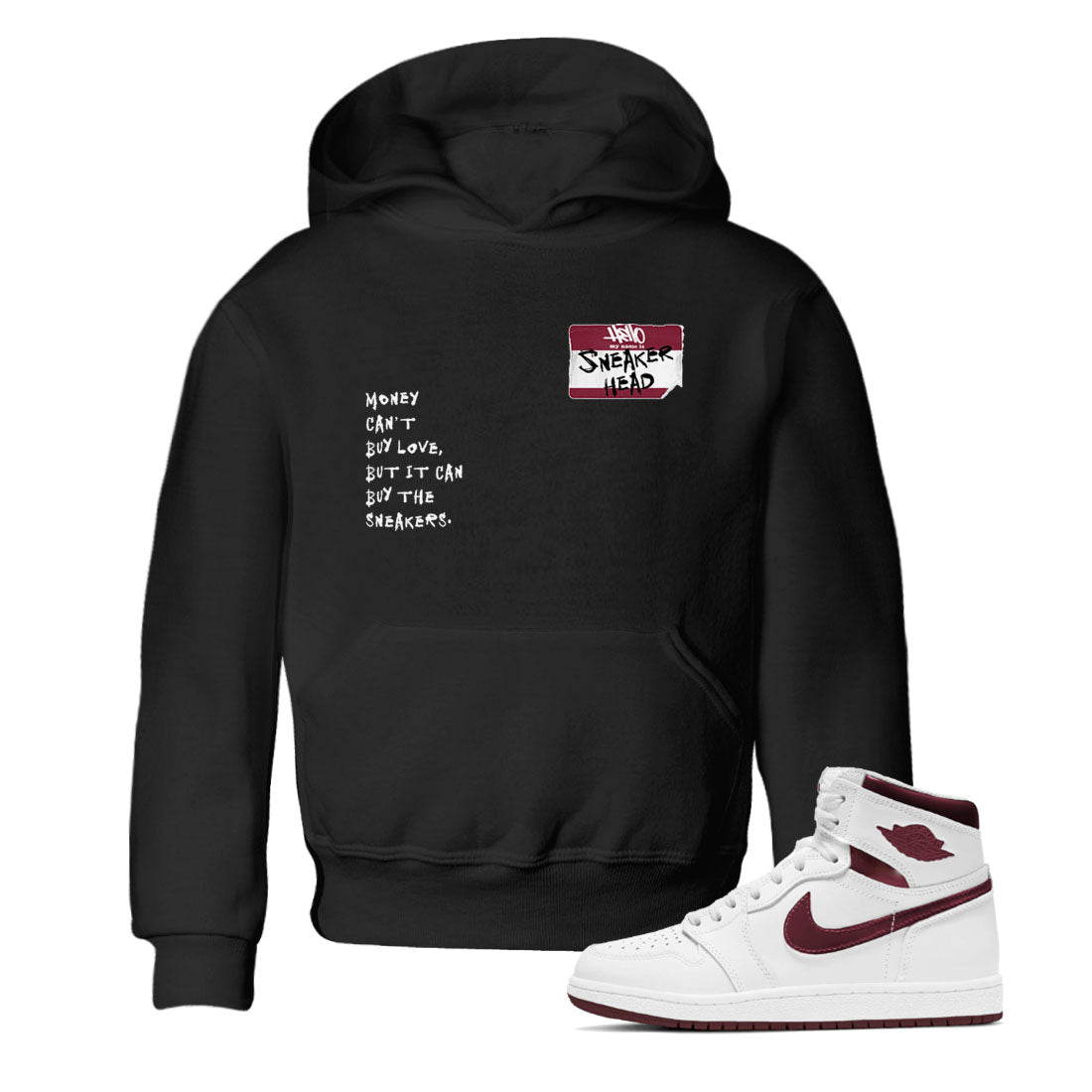 1s Metallic Burgundy shirt to match jordans Sneakerhead Badge sneaker tees Air Jordan 1 Metallic Burgundy SNRT sneaker release tees baby toddler Black 1 cotton Shirt