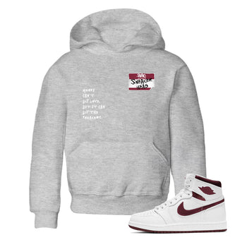 1s Metallic Burgundy shirt to match jordans Sneakerhead Badge sneaker tees Air Jordan 1 Metallic Burgundy SNRT sneaker release tees baby toddler Heather Grey 1 cotton Shirt