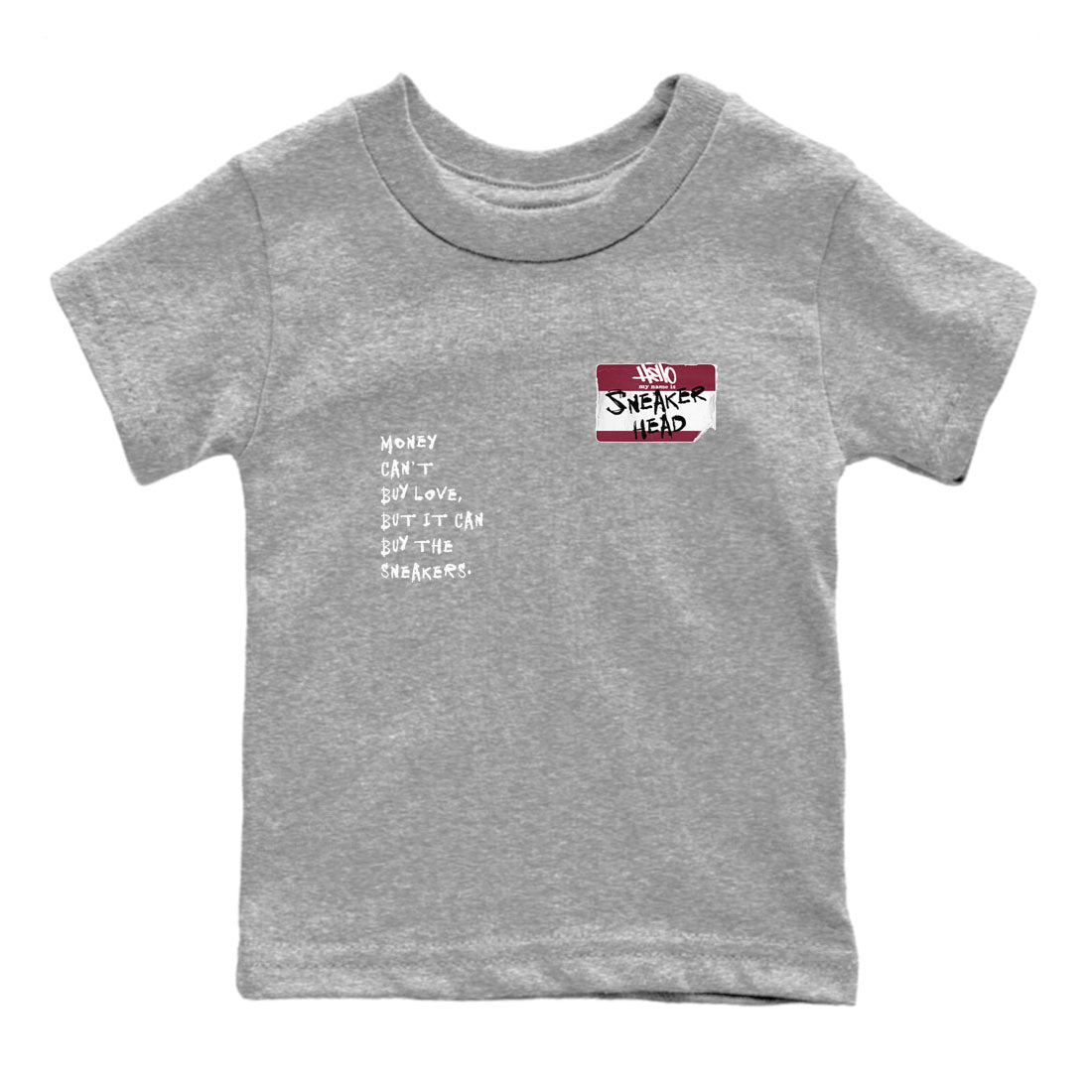1s Metallic Burgundy shirt to match jordans Sneakerhead Badge sneaker tees Air Jordan 1 Metallic Burgundy SNRT sneaker release tees baby toddler Heather Grey 2 cotton Shirt