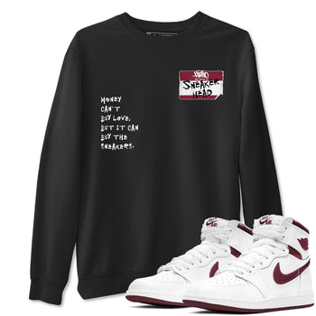 1s Metallic Burgundy shirt to match jordans Sneakerhead Badge sneaker tees Air Jordan 1 Metallic Burgundy SNRT Sneaker Release Tees unisex cotton Black 1 crew neck shirt