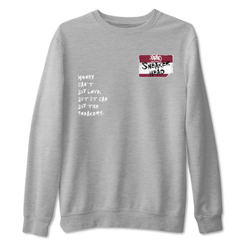 1s Metallic Burgundy shirt to match jordans Sneakerhead Badge sneaker tees Air Jordan 1 Metallic Burgundy SNRT Sneaker Release Tees unisex cotton Heather Grey 2 crew neck shirt