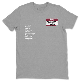 1s Metallic Burgundy shirt to match jordans Sneakerhead Badge sneaker tees Air Jordan 1 Metallic Burgundy SNRT Sneaker Release Tees unisex cotton Heather Grey 2 crew neck shirt