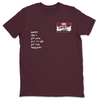 1s Metallic Burgundy shirt to match jordans Sneakerhead Badge sneaker tees Air Jordan 1 Metallic Burgundy SNRT Sneaker Release Tees unisex cotton Maroon 2 crew neck shirt