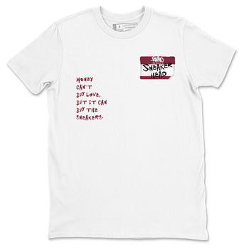 1s Metallic Burgundy shirt to match jordans Sneakerhead Badge sneaker tees Air Jordan 1 Metallic Burgundy SNRT Sneaker Release Tees unisex cotton White 2 crew neck shirt