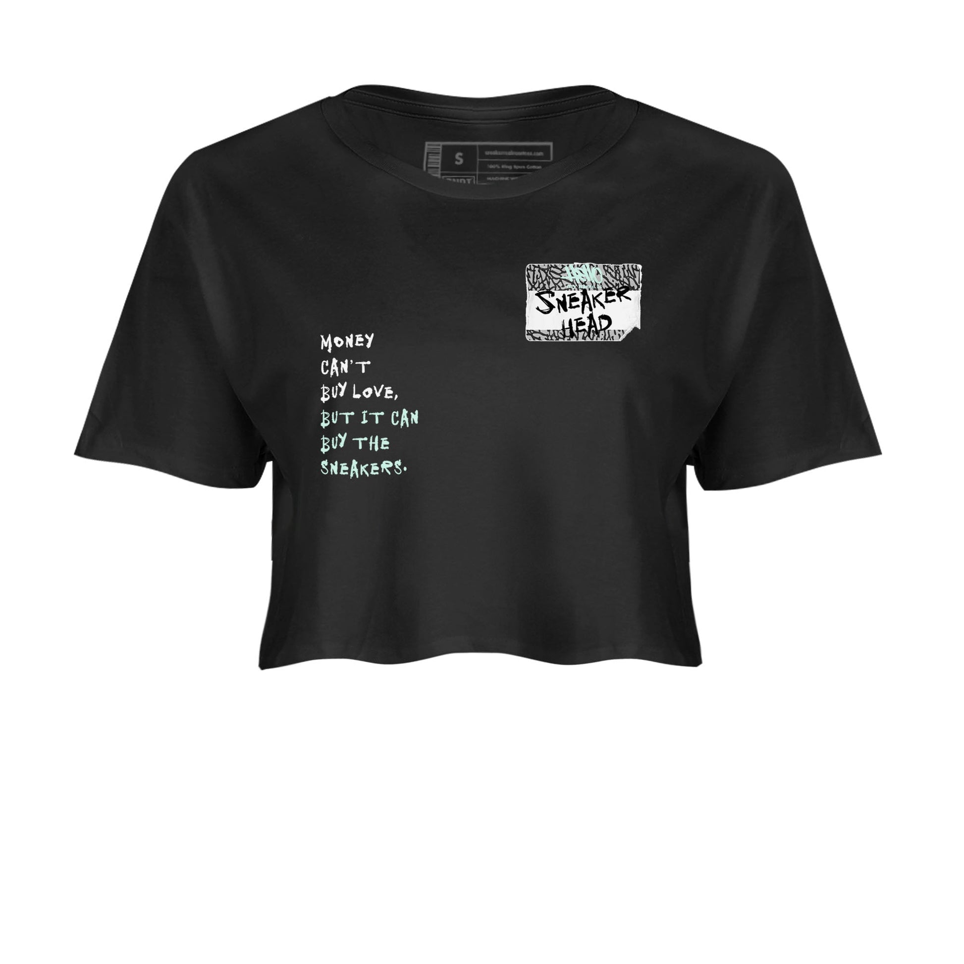 3s Green Glow shirt to match jordans Sneakerhead Badge sneaker tees Air Jordan 3 Green Glow SNRT Sneaker Release Tees Black 2 crop length shirt