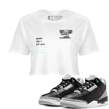 3s Green Glow shirt to match jordans Sneakerhead Badge sneaker tees Air Jordan 3 Green Glow SNRT Sneaker Release Tees White 1 crop length shirt