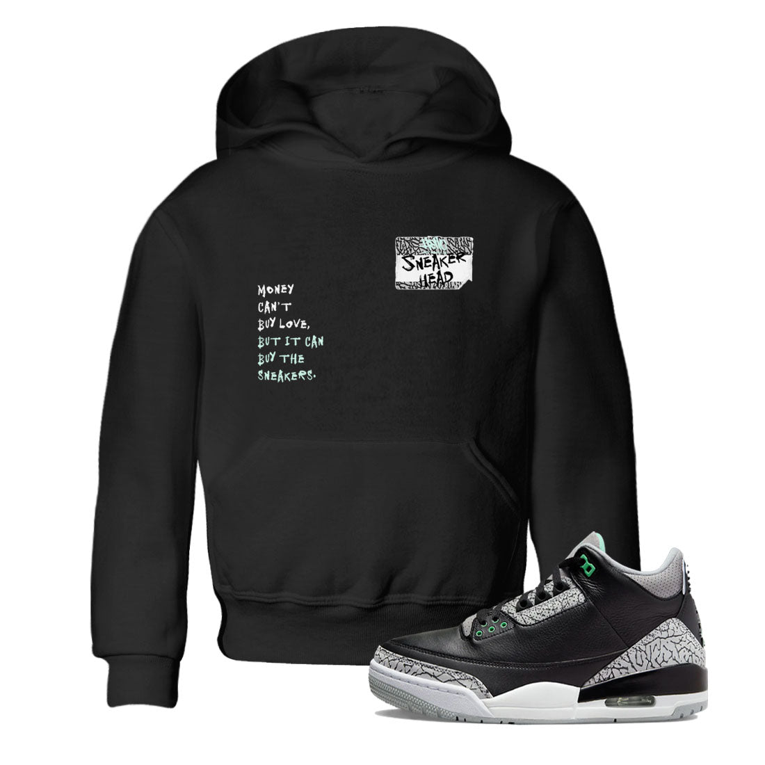 3s Green Glow shirt to match jordans Sneakerhead Badge sneaker tees Air Jordan 3 Green Glow SNRT sneaker release tees baby toddler Black 1 cotton Shirt