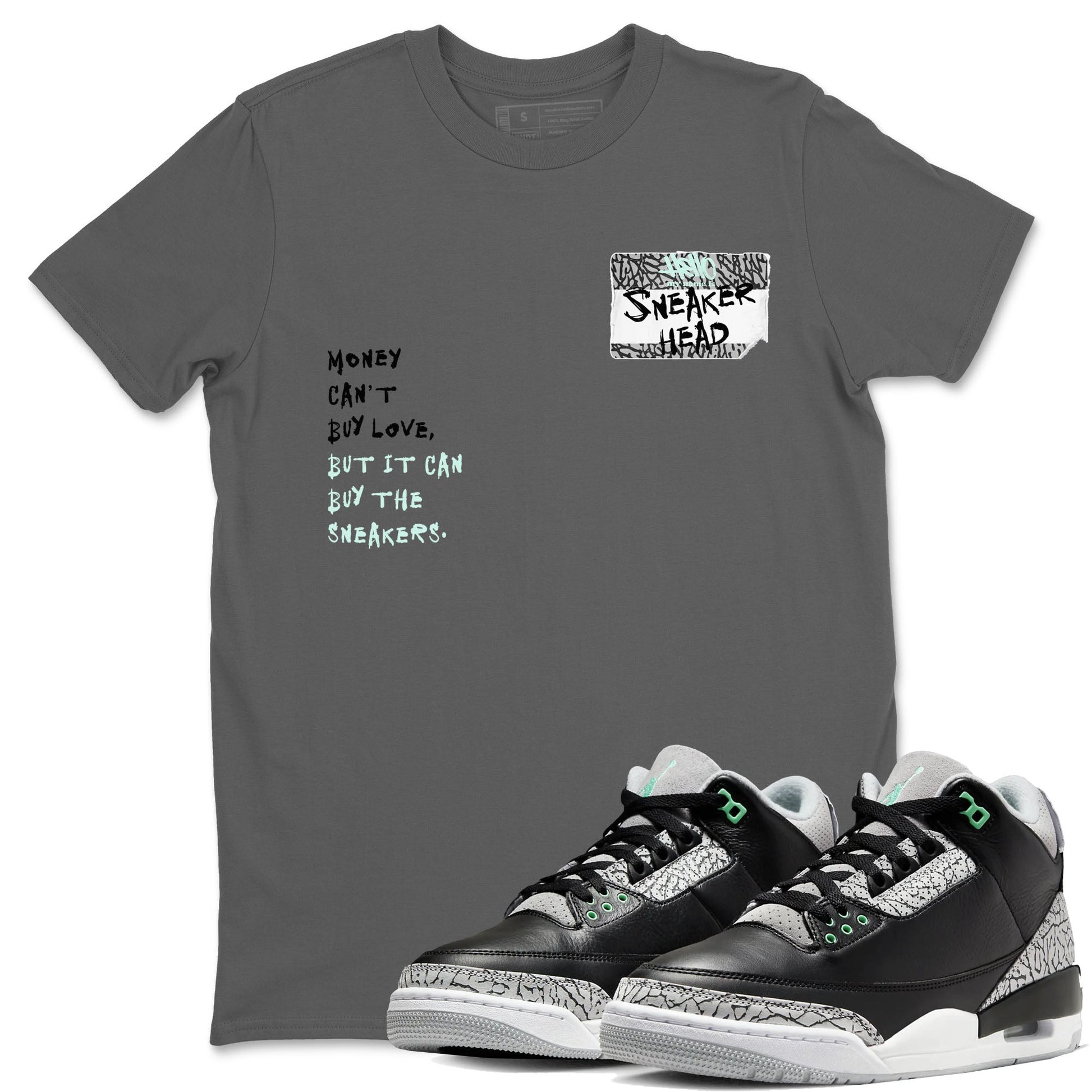 3s Green Glow shirt to match jordans Sneakerhead Badge sneaker tees Air Jordan 3 Green Glow SNRT Sneaker Release Tees unisex cotton Cool Grey 1 crew neck shirt