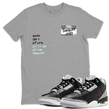 3s Green Glow shirt to match jordans Sneakerhead Badge sneaker tees Air Jordan 3 Green Glow SNRT Sneaker Release Tees unisex cotton Heather Grey 1 crew neck shirt