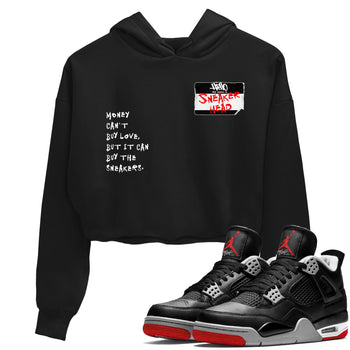 4s Bred Reimagined shirt to match jordans Sneakerhead Badge sneaker tees Air Jordan 4 Bred Reimagined SNRT Sneaker Release Tees Black 1 crop length shirt