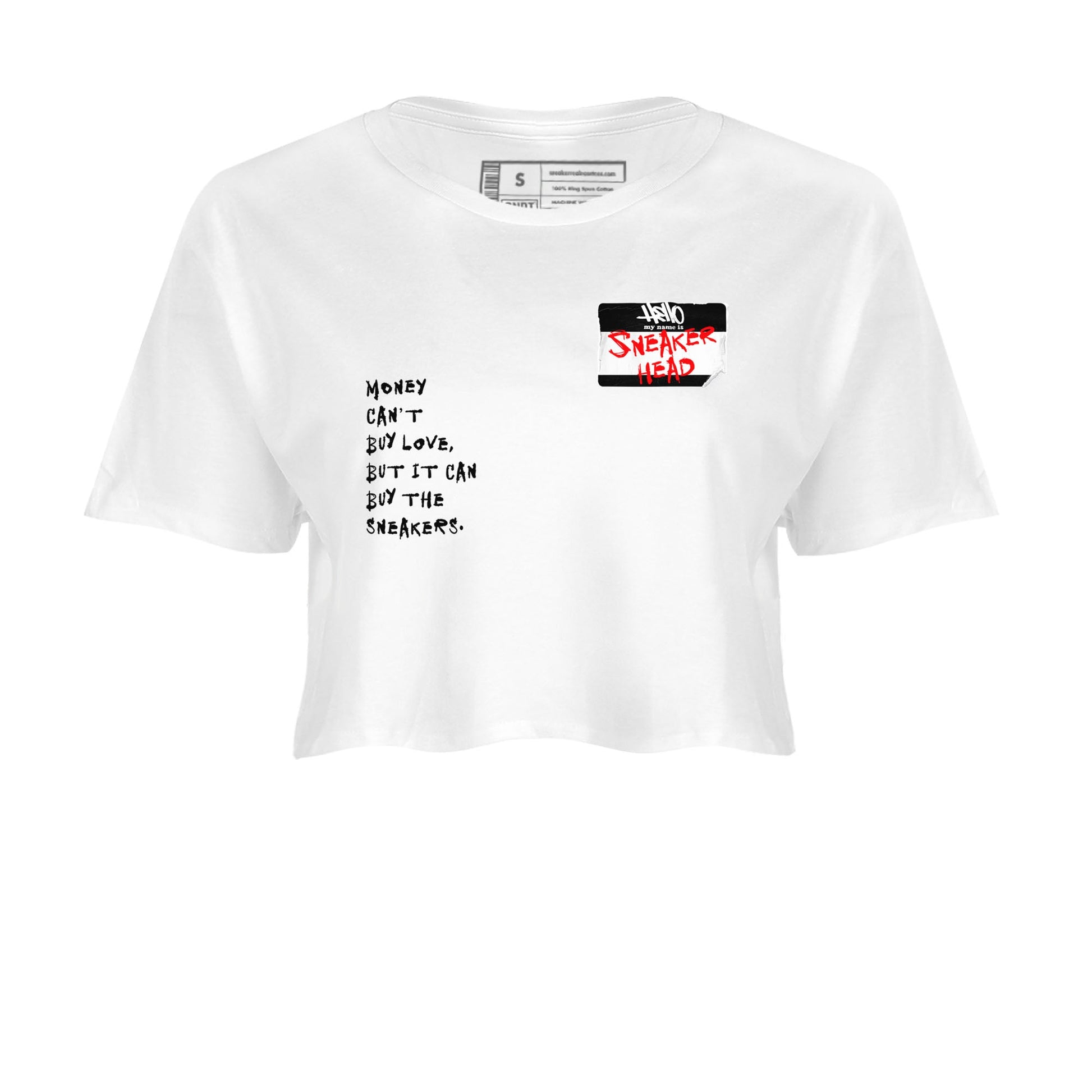 4s Bred Reimagined shirt to match jordans Sneakerhead Badge sneaker tees Air Jordan 4 Bred Reimagined SNRT Sneaker Release Tees White 2 crop length shirt