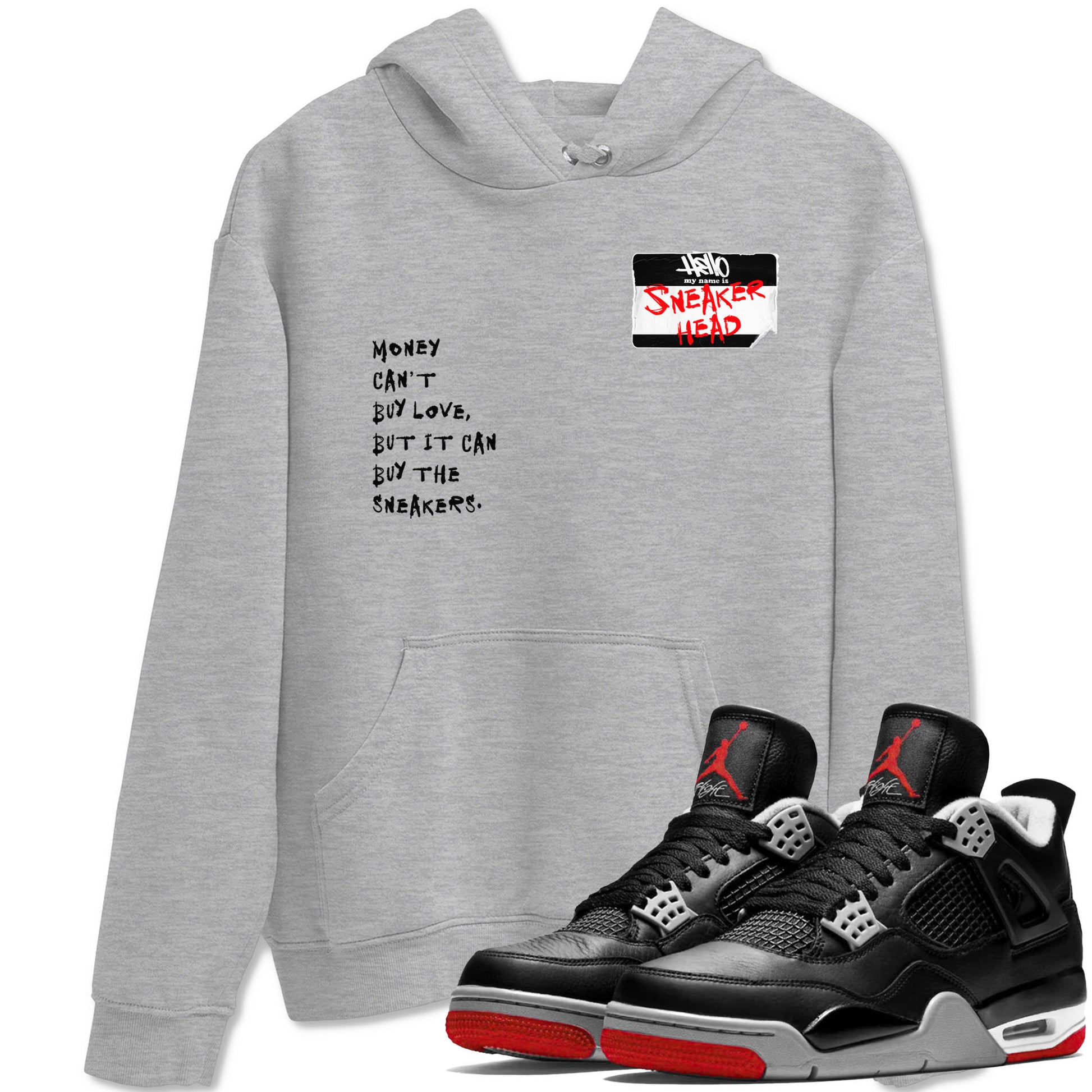 4s Bred Reimagined shirt to match jordans Sneakerhead Badge sneaker tees Air Jordan 4 Bred Reimagined SNRT Sneaker Release Tees unisex cotton Heather Grey 1 crew neck shirt