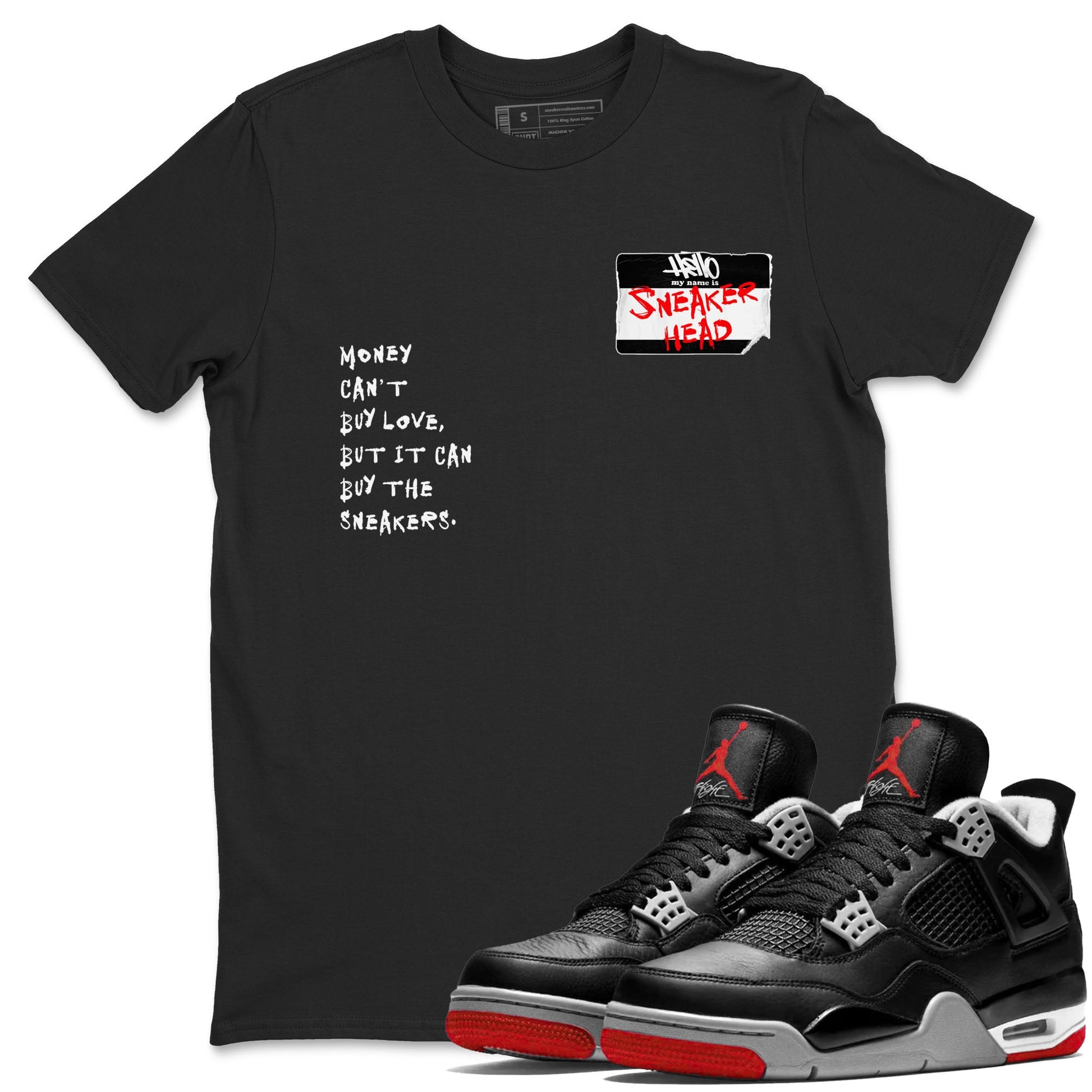 4s Bred Reimagined shirt to match jordans Sneakerhead Badge sneaker tees Air Jordan 4 Bred Reimagined SNRT Sneaker Release Tees unisex cotton Black 1 crew neck shirt