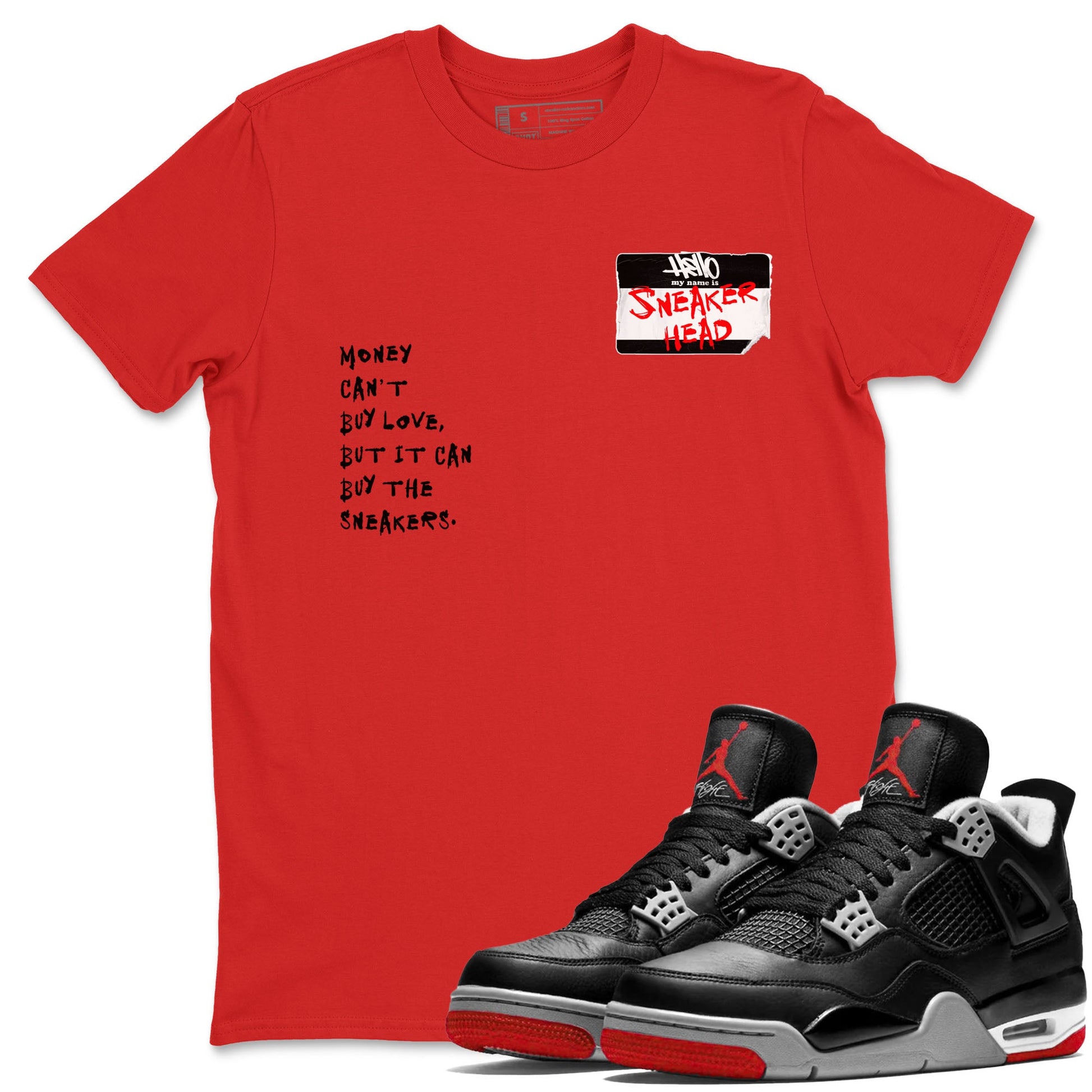 4s Bred Reimagined shirt to match jordans Sneakerhead Badge sneaker tees Air Jordan 4 Bred Reimagined SNRT Sneaker Release Tees unisex cotton Red 1 crew neck shirt