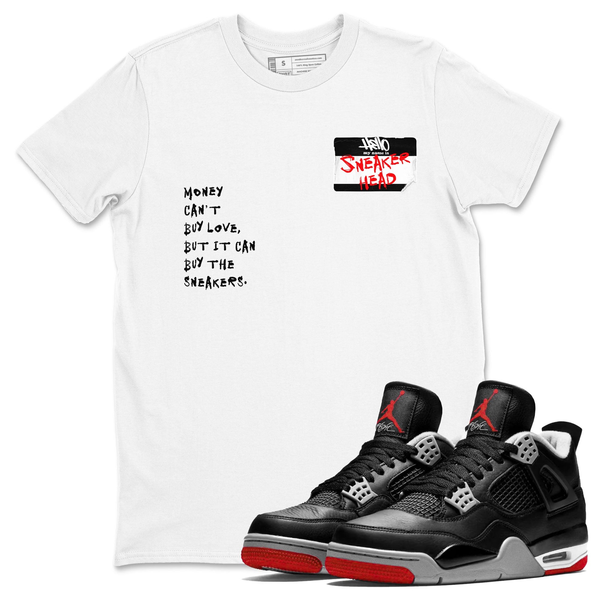 4s Bred Reimagined shirt to match jordans Sneakerhead Badge sneaker tees Air Jordan 4 Bred Reimagined SNRT Sneaker Release Tees unisex cotton White 1 crew neck shirt