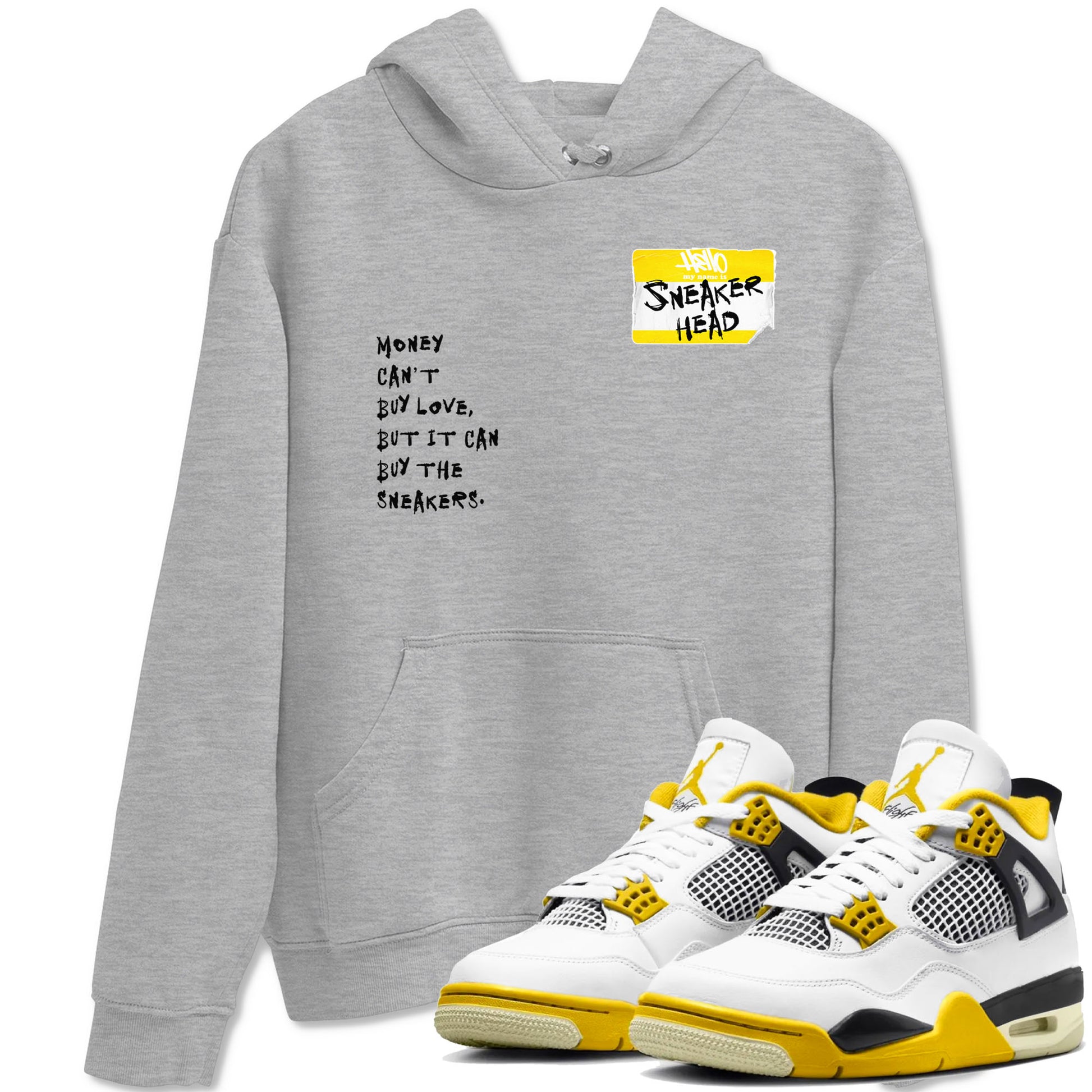 4s Vivid Sulfur shirt to match jordans Sneakerhead Badge sneaker tees Air Jordan 4 Vivid Sulfur SNRT Sneaker Release Tees unisex cotton Heather Grey 1 crew neck shirt
