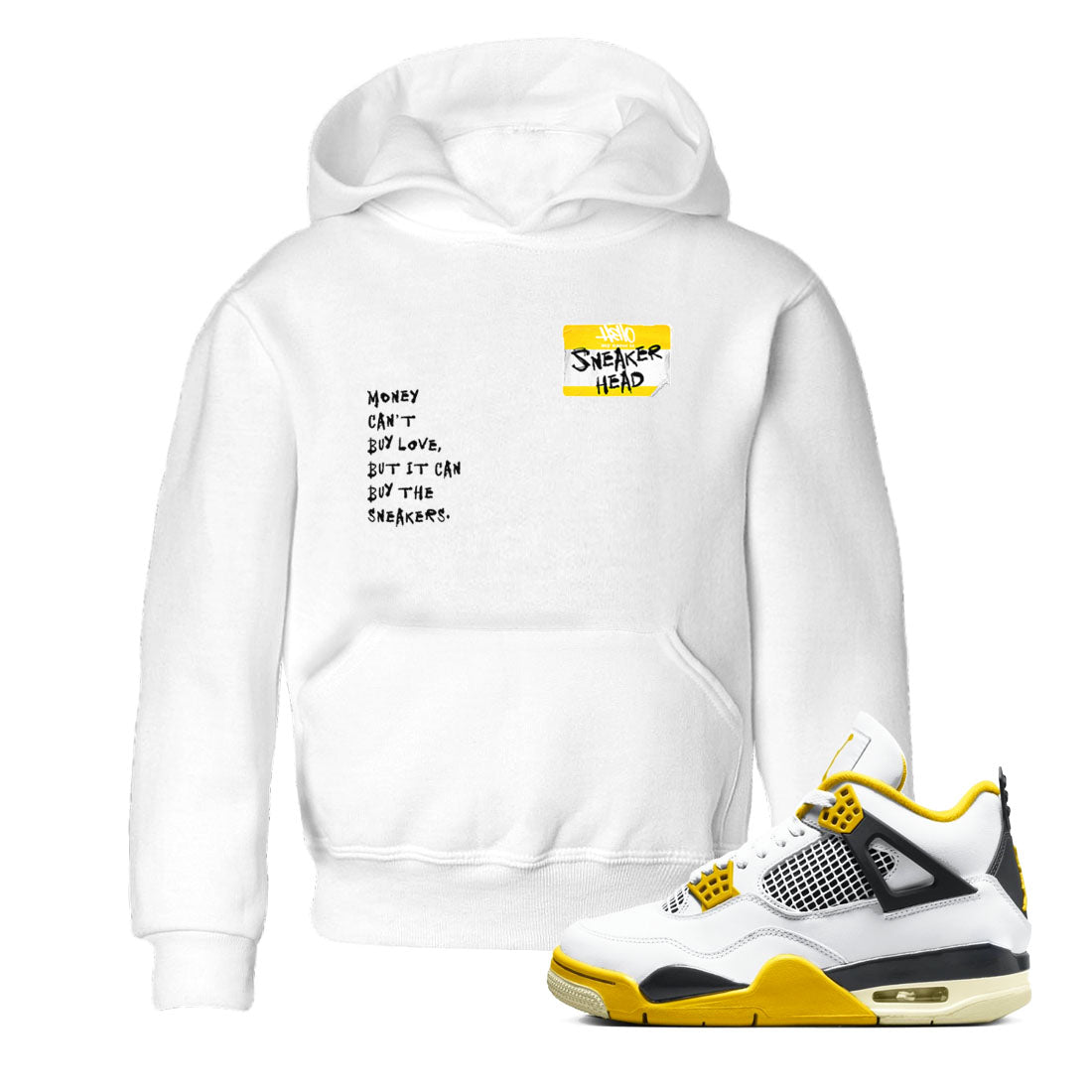 4s Vivid Sulfur shirt to match jordans Sneakerhead Badge sneaker tees Air Jordan 4 Vivid Sulfur SNRT sneaker release tees baby toddler White 1 cotton Shirt