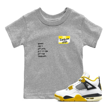 4s Vivid Sulfur shirt to match jordans Sneakerhead Badge sneaker tees Air Jordan 4 Vivid Sulfur SNRT sneaker release tees baby toddler Heather Grey 1 cotton Shirt