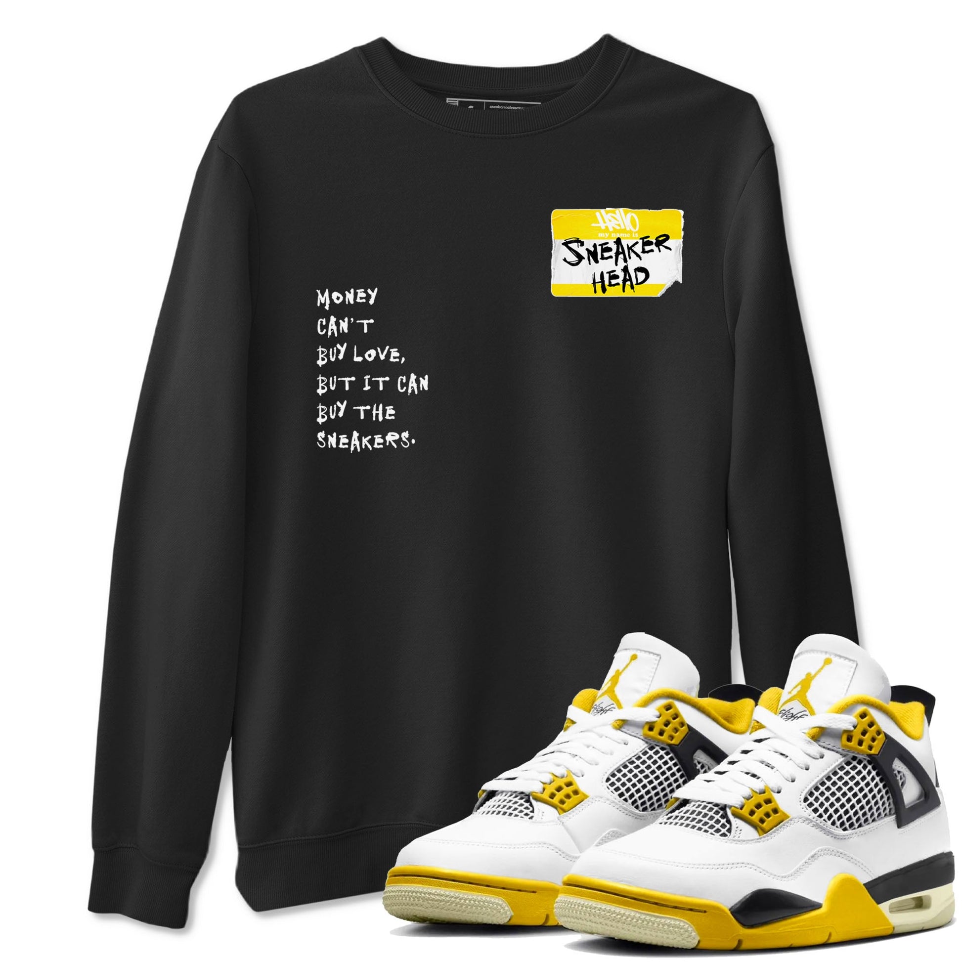 4s Vivid Sulfur shirt to match jordans Sneakerhead Badge sneaker tees Air Jordan 4 Vivid Sulfur SNRT Sneaker Release Tees unisex cotton Black 1 crew neck shirt