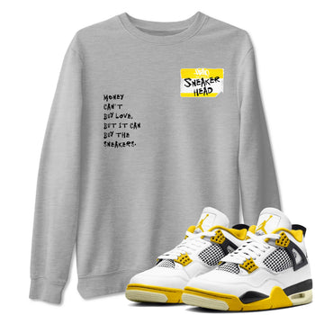 4s Vivid Sulfur shirt to match jordans Sneakerhead Badge sneaker tees Air Jordan 4 Vivid Sulfur SNRT Sneaker Release Tees unisex cotton Heather Grey 1 crew neck shirt