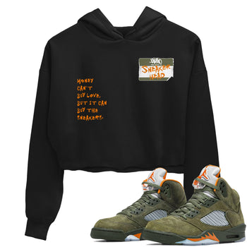 Air Jordan 5 Olive shirt to match jordans Sneakerhead Badge sneaker tees 5s Olive SNRT Sneaker Release Tees Black 1 crop length shirt