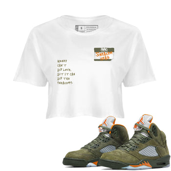 Air Jordan 5 Olive shirt to match jordans Sneakerhead Badge sneaker tees 5s Olive SNRT Sneaker Release Tees White 1 crop length shirt