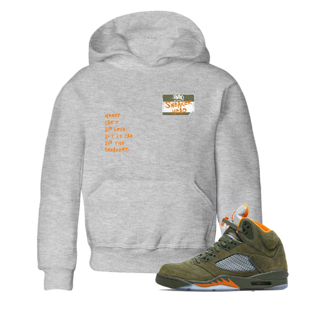 Air Jordan 5 Olive shirt to match jordans Sneakerhead Badge sneaker tees 5s Olive SNRT Sneaker release tees baby toddler Heather Grey 1 cotton Shirt