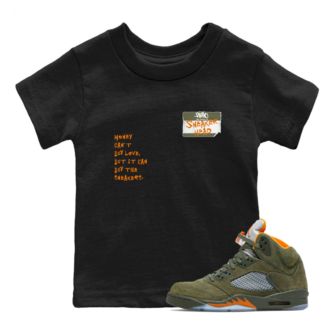 Air Jordan 5 Olive shirt to match jordans Sneakerhead Badge sneaker tees 5s Olive SNRT Sneaker release tees baby toddler Black 1 cotton Shirt