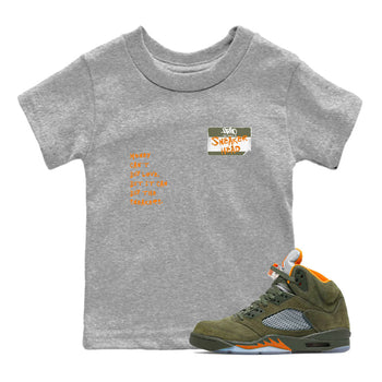 Air Jordan 5 Olive shirt to match jordans Sneakerhead Badge sneaker tees 5s Olive SNRT Sneaker release tees baby toddler Heather Grey 1 cotton Shirt