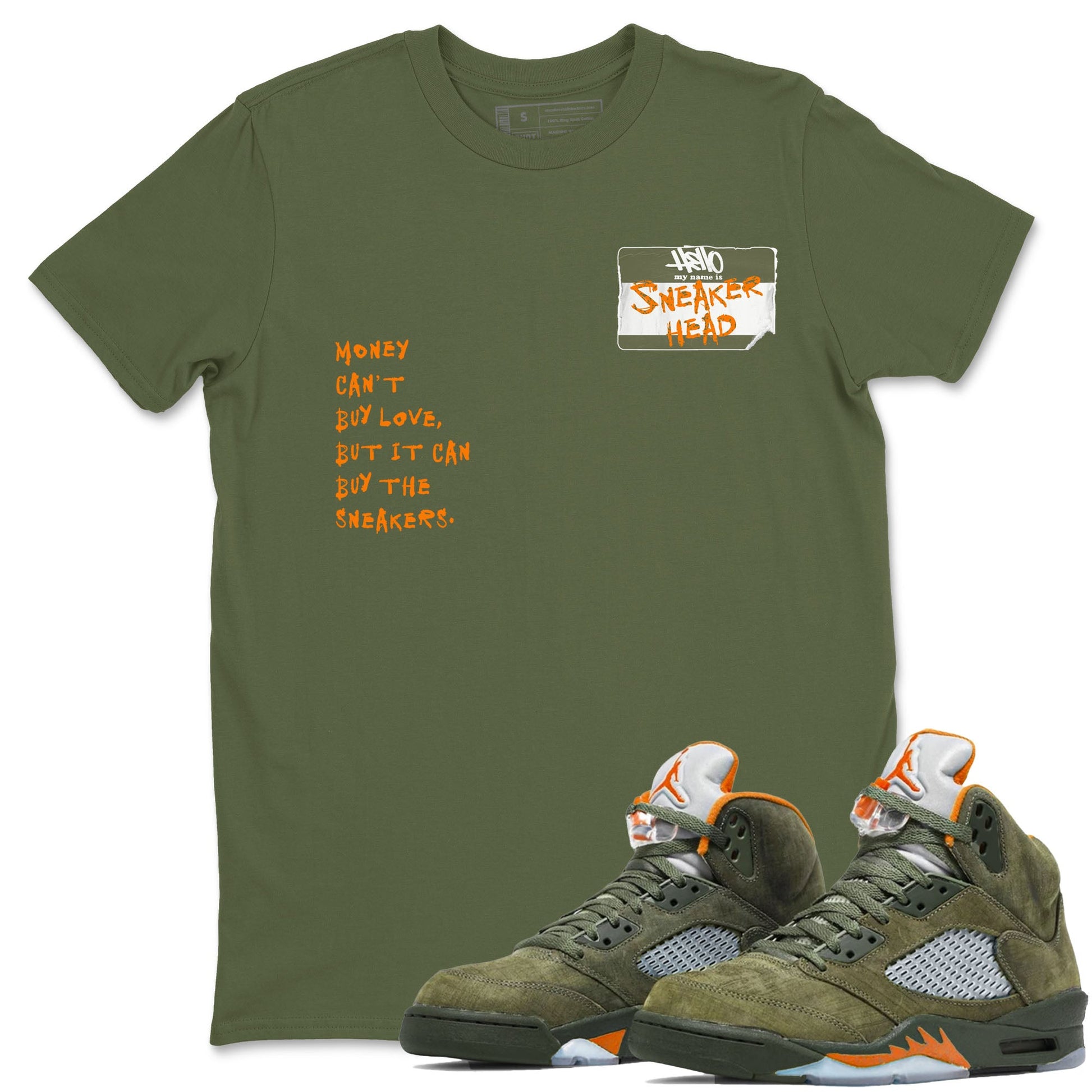 Air Jordan 5 Olive shirt to match jordans Sneakerhead Badge sneaker tees 5s Olive SNRT Sneaker Release Tees unisex cotton Military Green 1 crew neck shirt