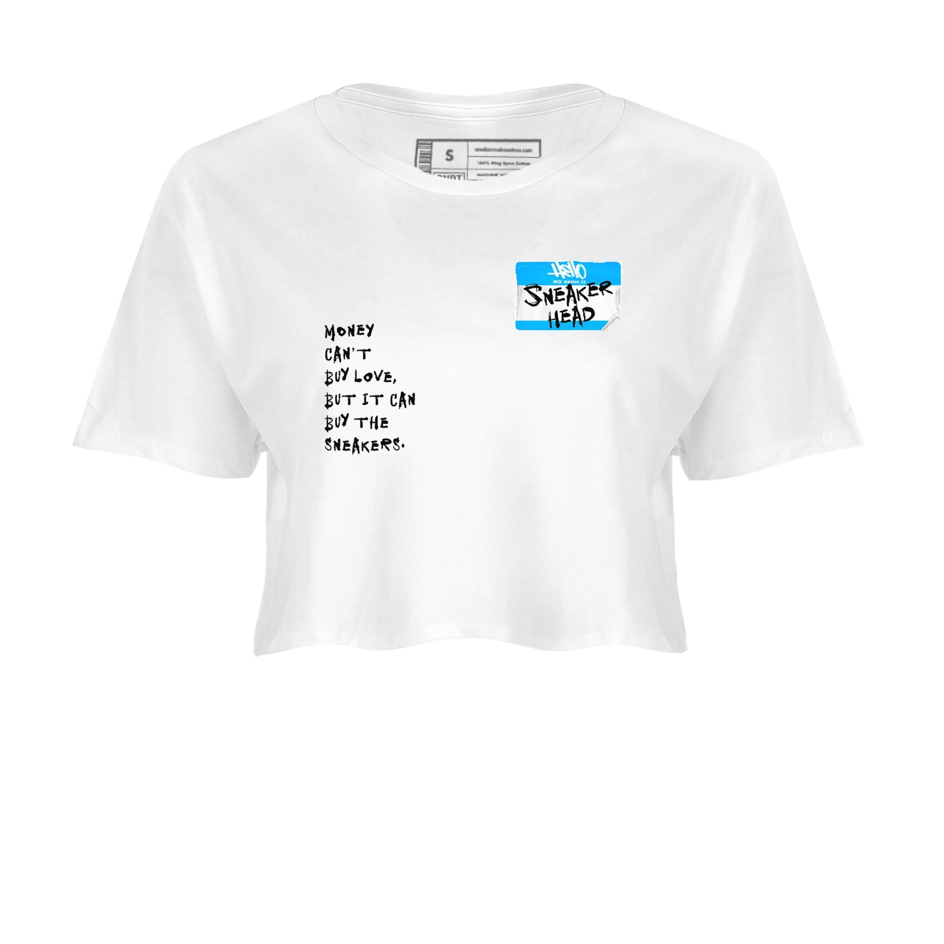 9s Powder Blue shirt to match jordans Sneakerhead Badge sneaker tees Air Jordan 9 Powder Blue SNRT Sneaker Release Tees Streetwear White 2 crop length shirt