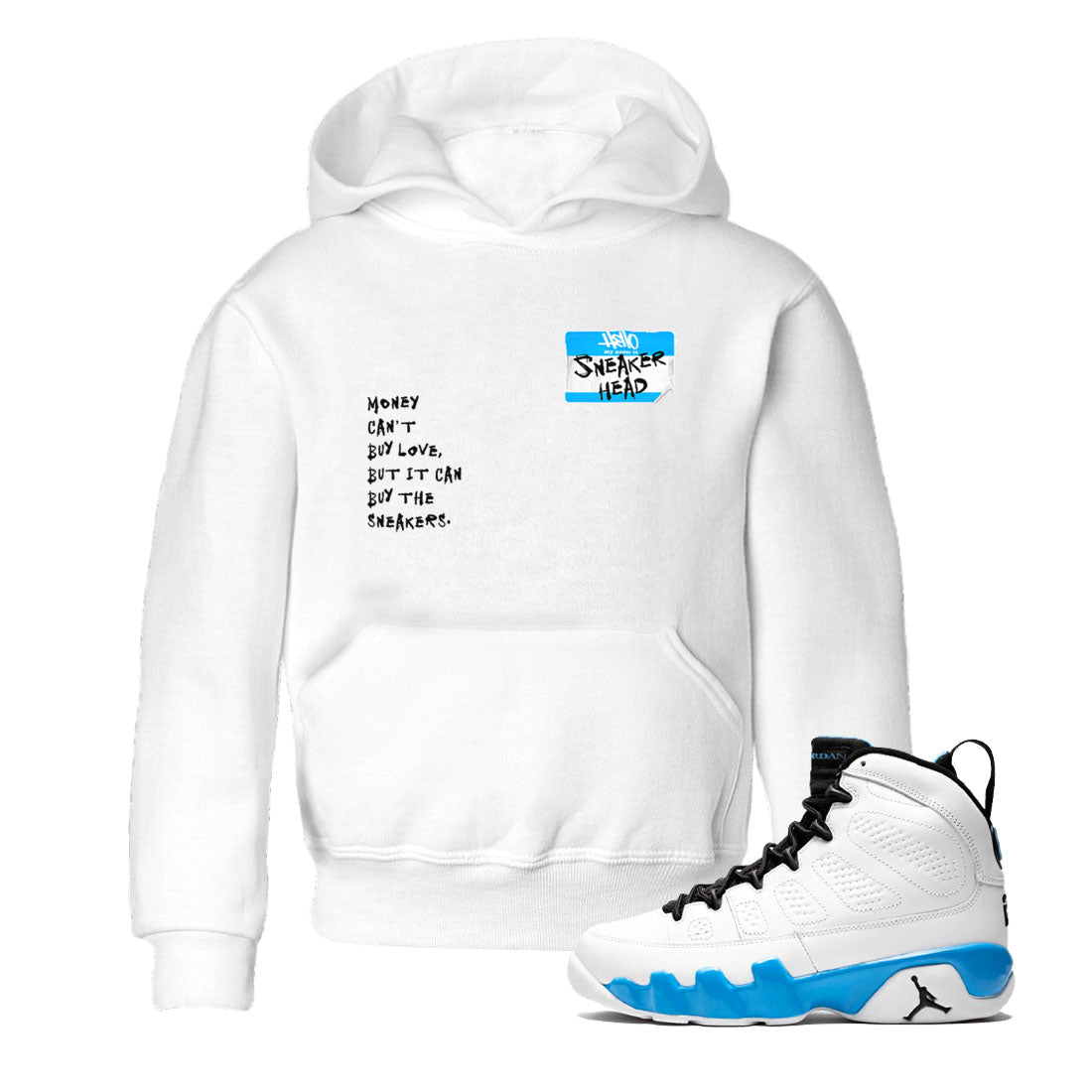 9s Powder Blue shirt to match jordans Sneakerhead Badge sneaker tees Air Jordan 9 Powder Blue SNRT Sneaker Release Tees Streetwear baby toddler White 1 cotton Shirt