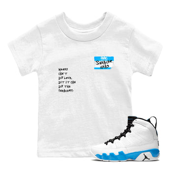 9s Powder Blue shirt to match jordans Sneakerhead Badge sneaker tees Air Jordan 9 Powder Blue SNRT Sneaker Release Tees Streetwear baby toddler White 1 cotton Shirt