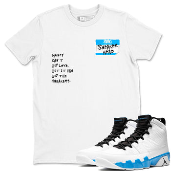 9s Powder Blue shirt to match jordans Sneakerhead Badge sneaker tees Air Jordan 9 Powder Blue SNRT Sneaker Release Tees Streetwear unisex cotton White 1 crew neck shirt