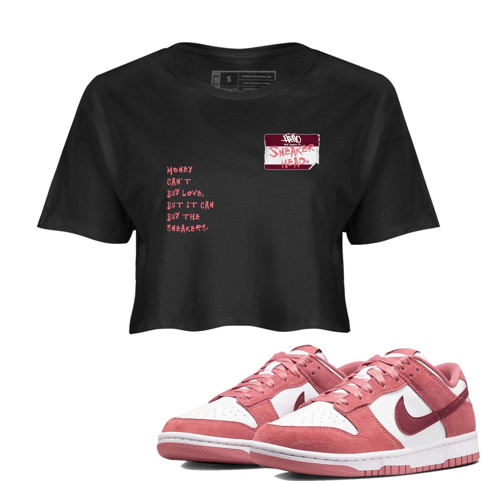 Dunk Valentine's Day shirt to match jordans Sneakerhead Badge sneaker tees Dunk Valentines Day SNRT Sneaker Release Tees Streetwear Black 1 crop length shirt