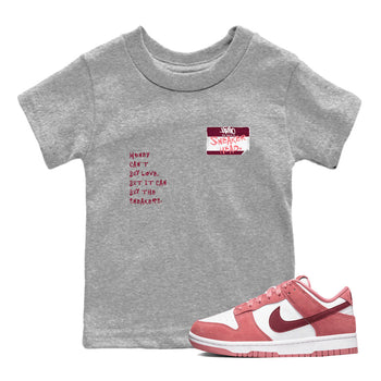 Dunk Valentine's Day shirt to match jordans Sneakerhead Badge sneaker tees Dunk Valentines Day SNRT Sneaker Release Tees Streetwear baby toddler Heather Grey 1 cotton Shirt