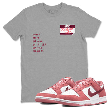 Dunk Valentine's Day shirt to match jordans Sneakerhead Badge sneaker tees Dunk Valentines Day SNRT Sneaker Release Tees Streetwear unisex cotton Heather Grey 1 crew neck shirt