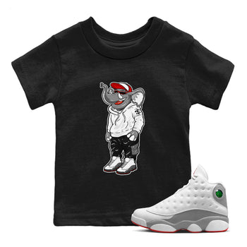 Air Jordan 13 Wolf Grey Sneaker Match Tees Sneakerhead Elephant Sneaker Tees 13s Wolf Grey SNRT Sneaker Release Tees Kids Shirts Black 1