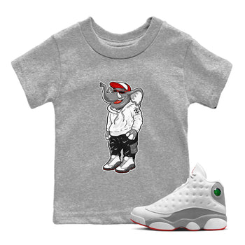 Air Jordan 13 Wolf Grey Sneaker Match Tees Sneakerhead Elephant Sneaker Tees 13s Wolf Grey SNRT Sneaker Release Tees Kids Shirts Heather Grey 1