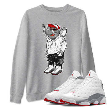 Air Jordan 13 Wolf Grey Sneaker Match Tees Sneakerhead Elephant Sneaker Tees 13s Wolf Grey SNRT Sneaker Release Tees Unisex Shirts Heather Grey 1