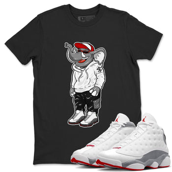 Air Jordan 13 Wolf Grey Sneaker Match Tees Sneakerhead Elephant Sneaker Tees 13s Wolf Grey SNRT Sneaker Release Tees Unisex Shirts Black 1