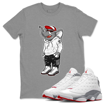 Air Jordan 13 Wolf Grey Sneaker Match Tees Sneakerhead Elephant Sneaker Tees 13s Wolf Grey SNRT Sneaker Release Tees Unisex Shirts Heather Grey 1