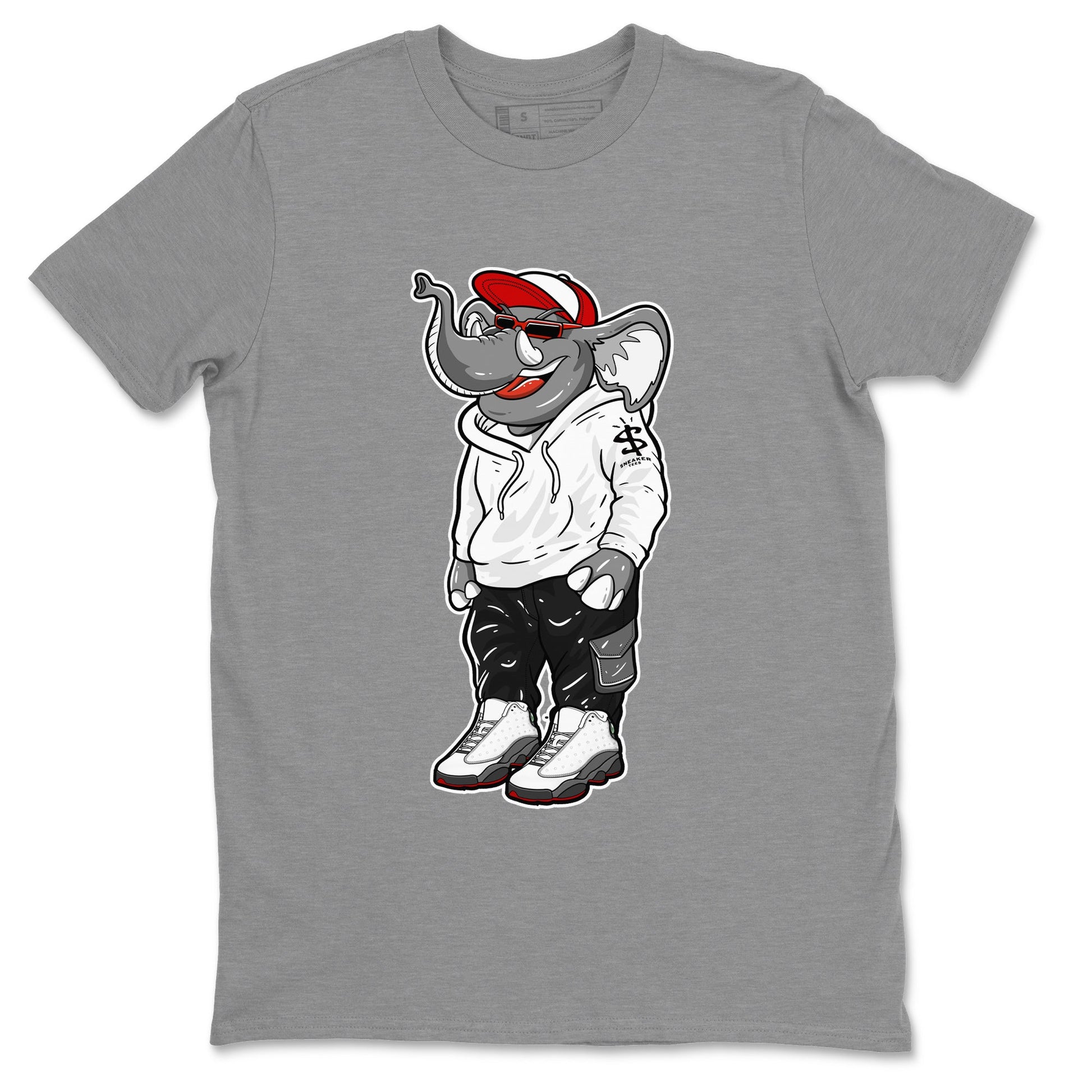 Air Jordan 13 Wolf Grey Sneaker Match Tees Sneakerhead Elephant Sneaker Tees 13s Wolf Grey SNRT Sneaker Release Tees Unisex Shirts Heather Grey 2