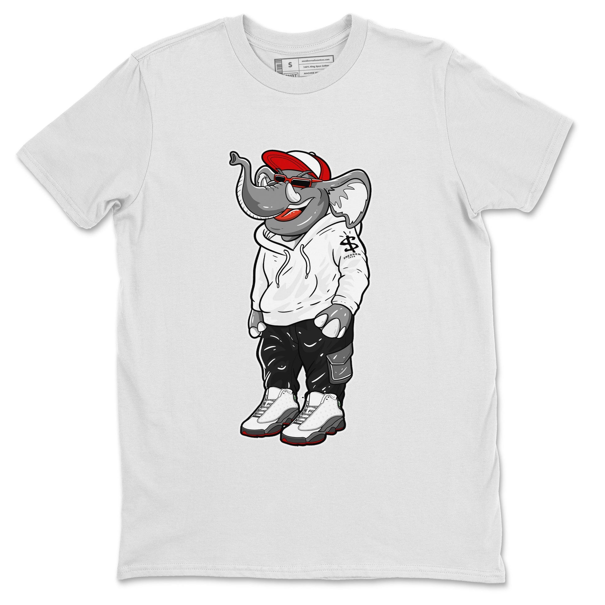 Air Jordan 13 Wolf Grey Sneaker Match Tees Sneakerhead Elephant Sneaker Tees 13s Wolf Grey SNRT Sneaker Release Tees Unisex Shirts White 2