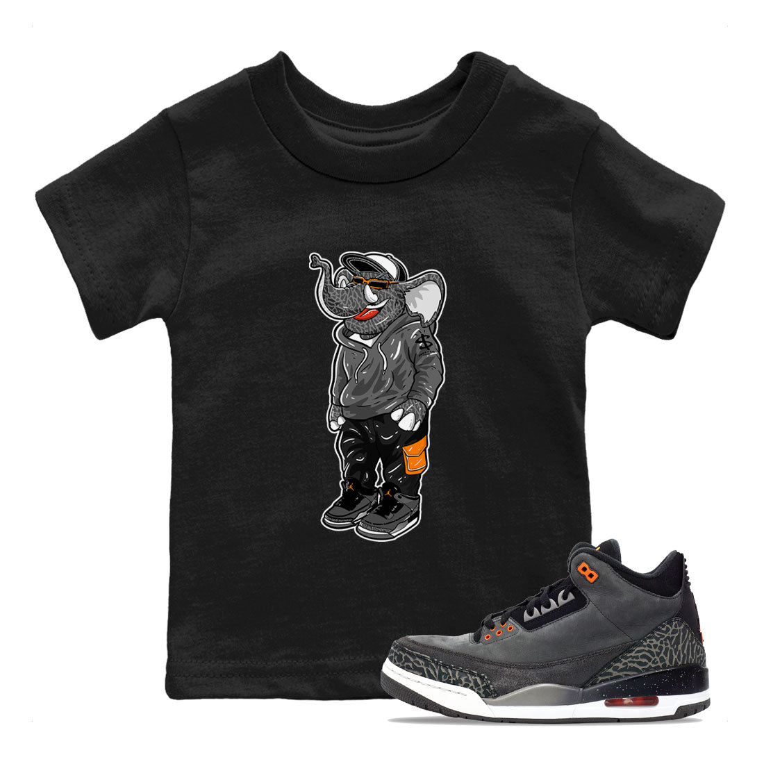 Air Jordan 3 Fear shirt to match jordans Sneakerhead Elephant sneaker matching t-shirt 3s Fear SNRT Sneaker Release Tees Baby Toddler Black 1 T-Shirt