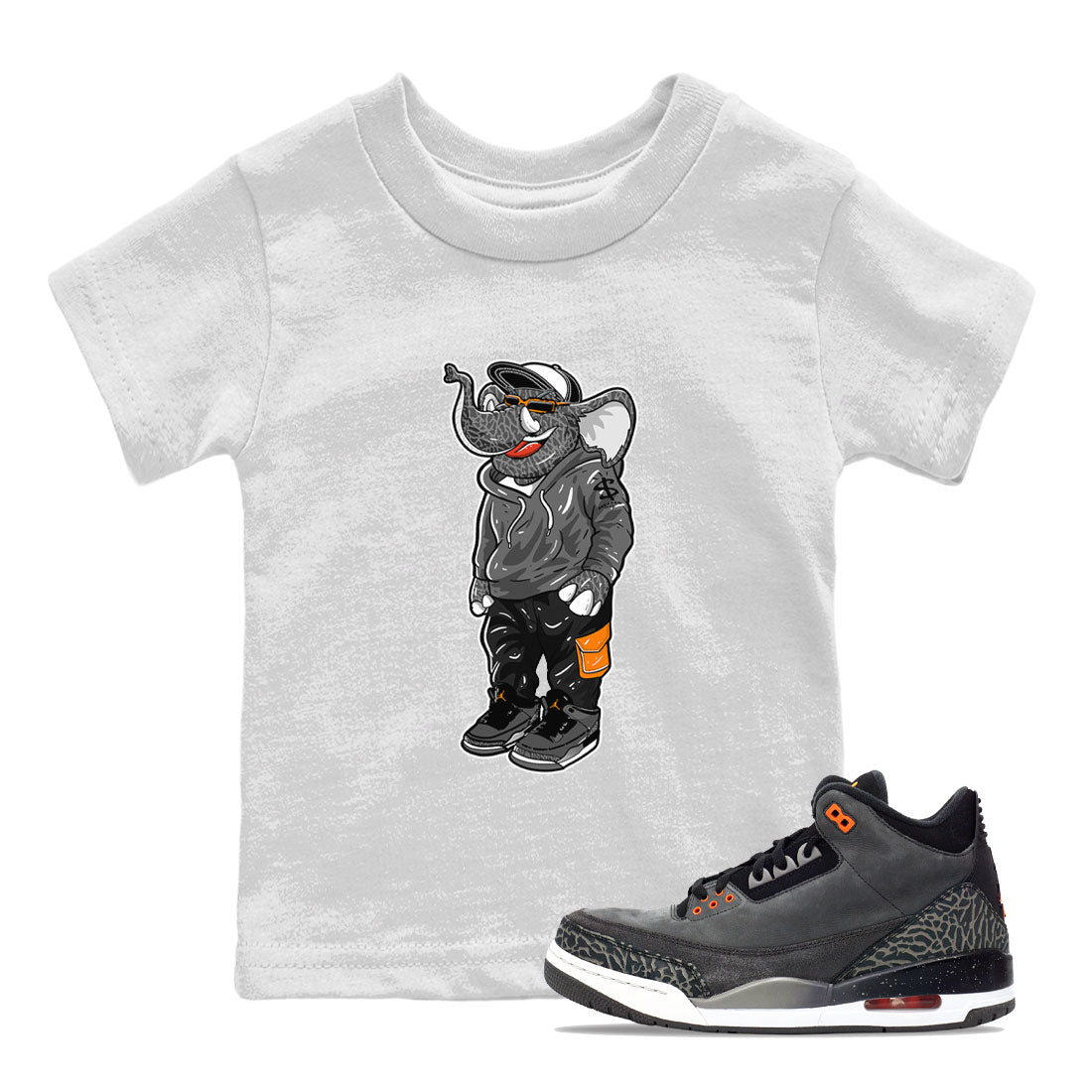 Air Jordan 3 Fear shirt to match jordans Sneakerhead Elephant sneaker matching t-shirt 3s Fear SNRT Sneaker Release Tees Baby Toddler White 1 T-Shirt
