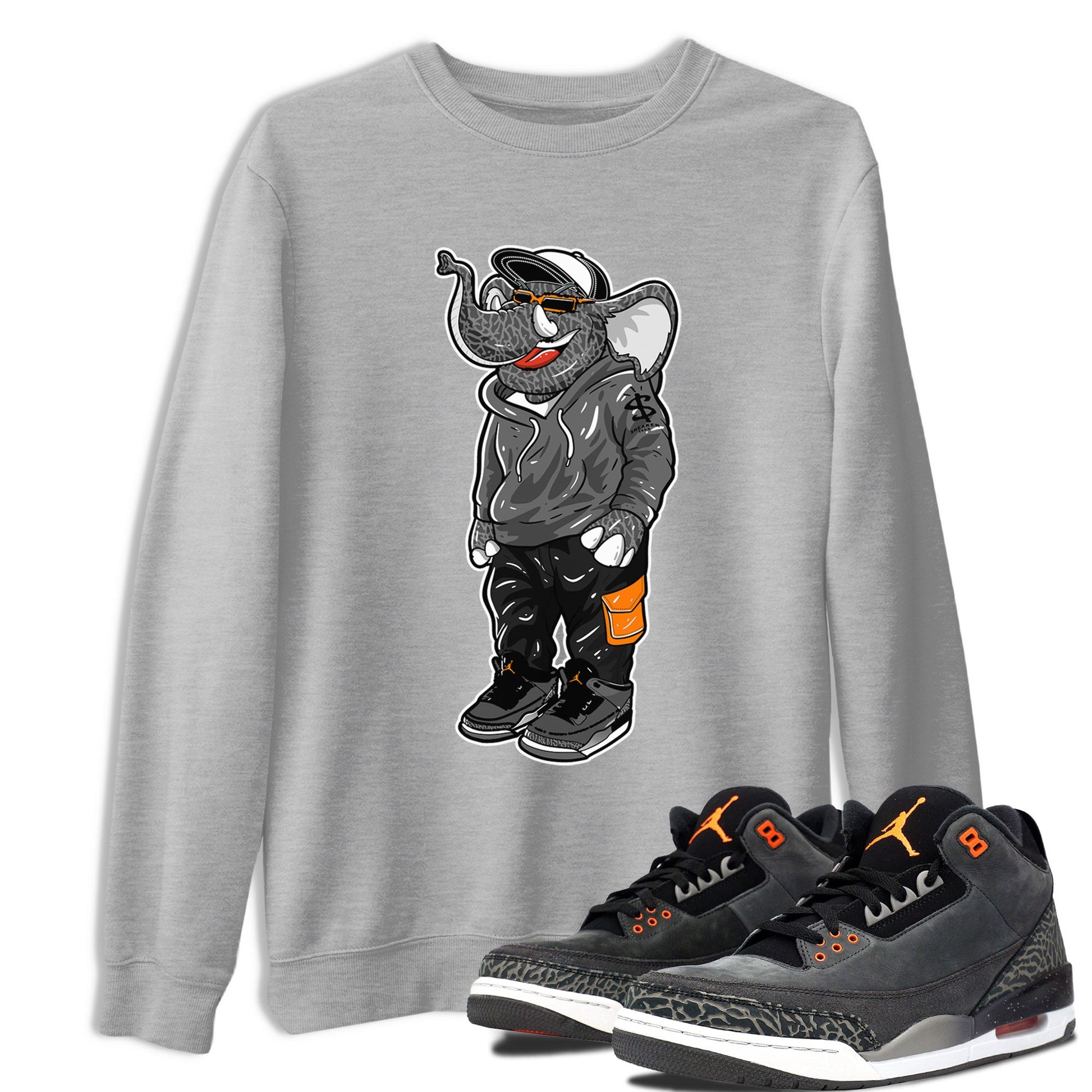 Air Jordan 3 Fear shirt to match jordans Sneakerhead Elephant sneaker matching t-shirt 3s Fear SNRT Sneaker Release Tees Unisex Heather Grey 1 T-Shirt