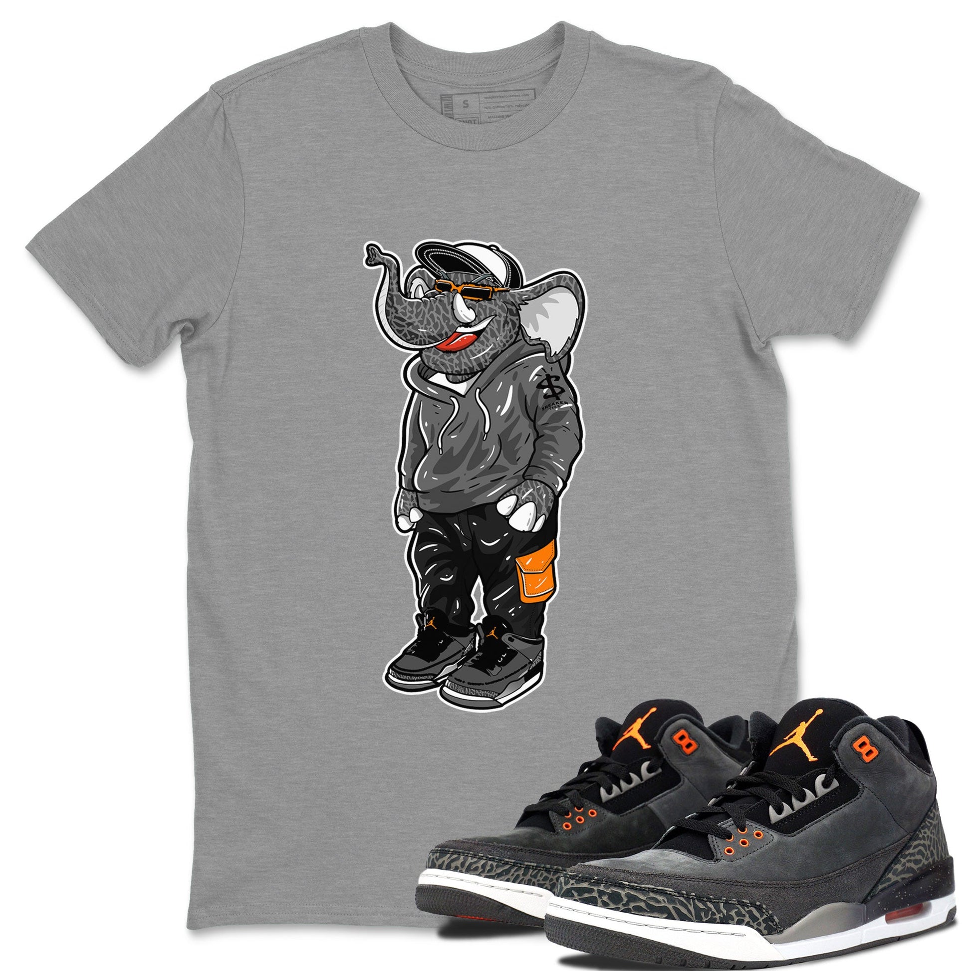 Air Jordan 3 Fear shirt to match jordans Sneakerhead Elephant sneaker matching t-shirt 3s Fear SNRT Sneaker Release Tees Unisex Heather Grey 1 T-Shirt